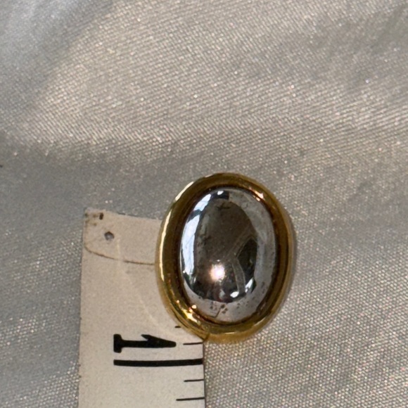 Monet Mixed Metal Gold & Silver Oval Earrings Post Pierced Earrings - Picture 6 of 7